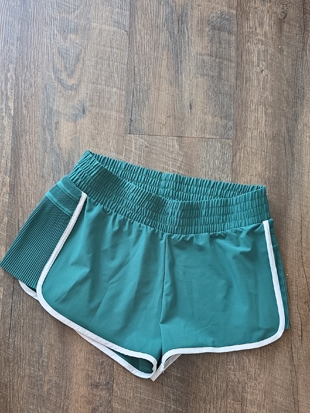 Women's Green Athletic Shorts with White Trim- All In Motion- Large